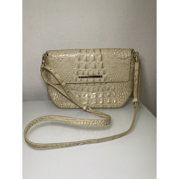 Brahmin Carina CHAMPAGNE Melbourne Small Shoulder Bag Clutch Genuine Leather EUC - Picture 1 of 16